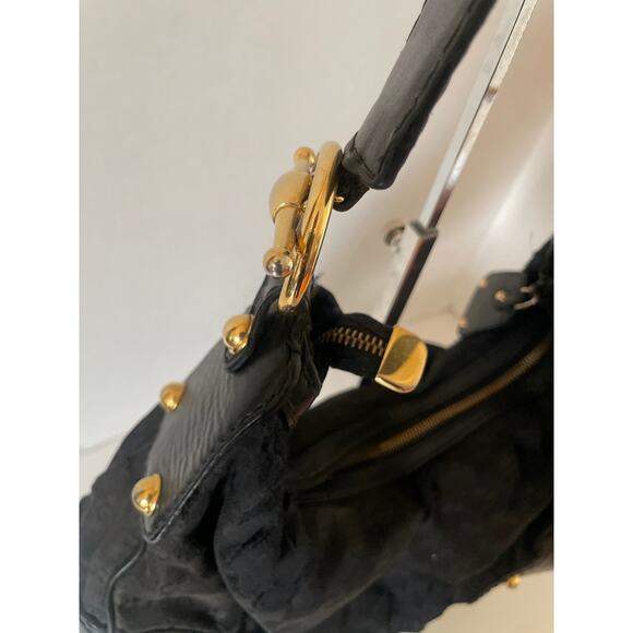 Gucci Black GG Canvas and Leather Medium Jockey Hobo Shoulder Handbag - Picture 7 of 13